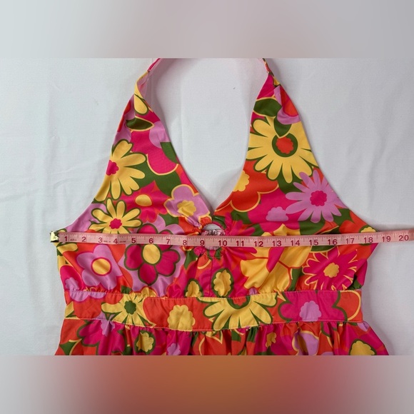 Smak Parlour Floral Halter Maxi Dress Pink Orange Size XL - Picture 9 of 11